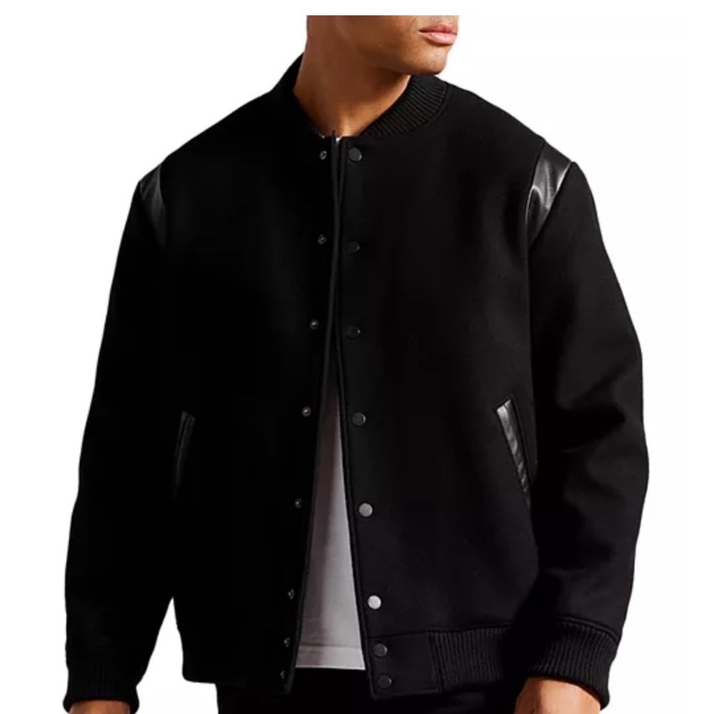 Ted Baker Dacre Wool Blend Varsity Bomber Jacket